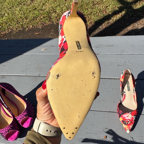 Louise Et Cie Satin Women's Floral Heels - Red Multi - Picture 9 of 15